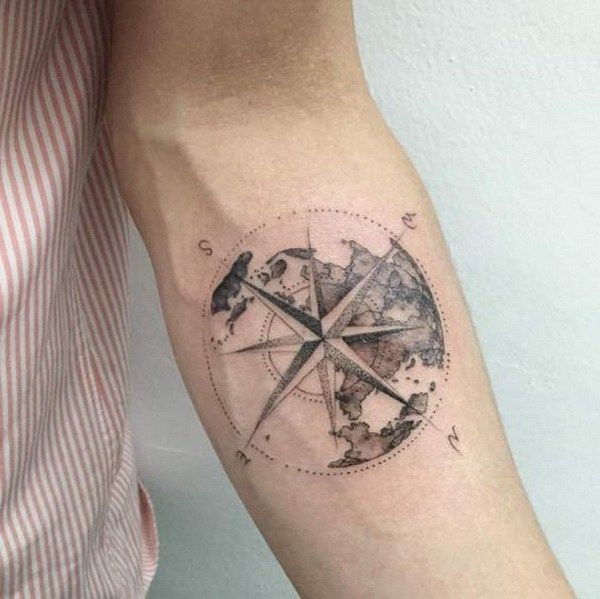 kompass underarm tatovering
