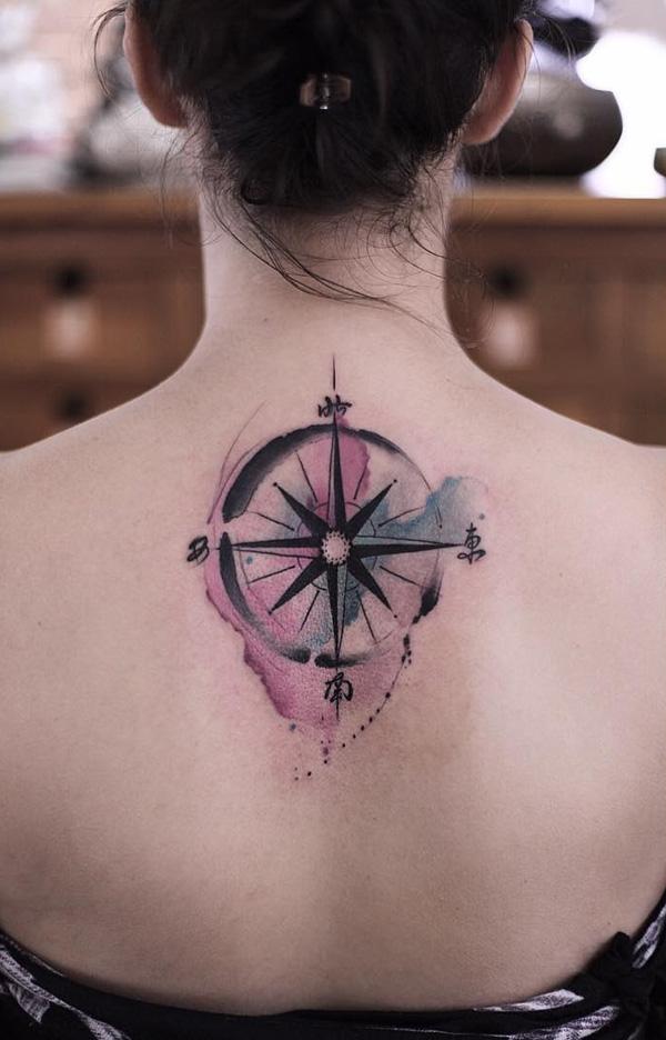 vakker-akvarell-kompass-tilbake-tatovering-69