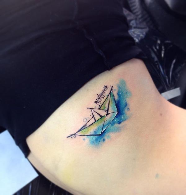 Akvarell csónak oldali tetoválás-57