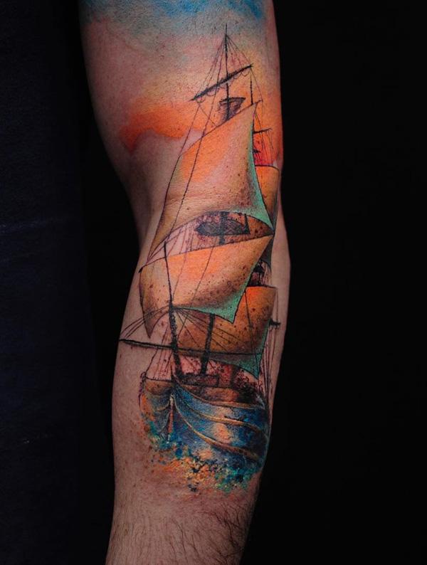 Akvarell csónakhüvely tetoválás-69