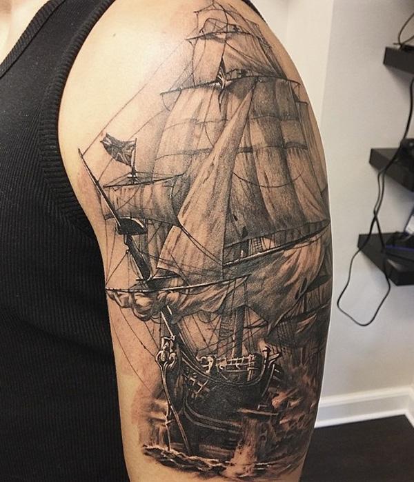 Csónak ujjú tetoválás férfiaknak-91