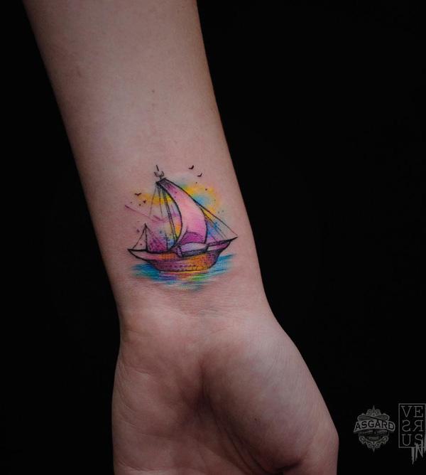 Båt håndleddet tatovering-45