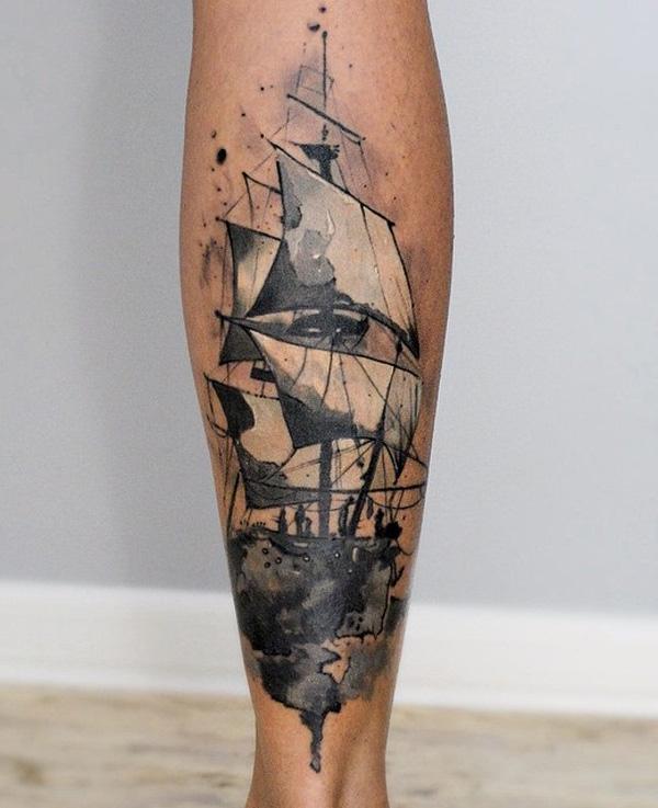 Akvarell csónakborjú tetoválás-79