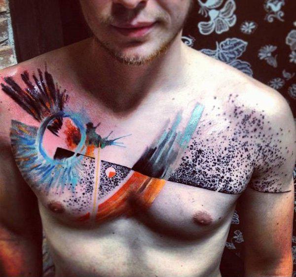 Akvarell tetoválás a mellkason