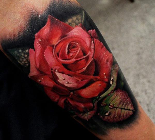 3D rózsa alkar tetoválás