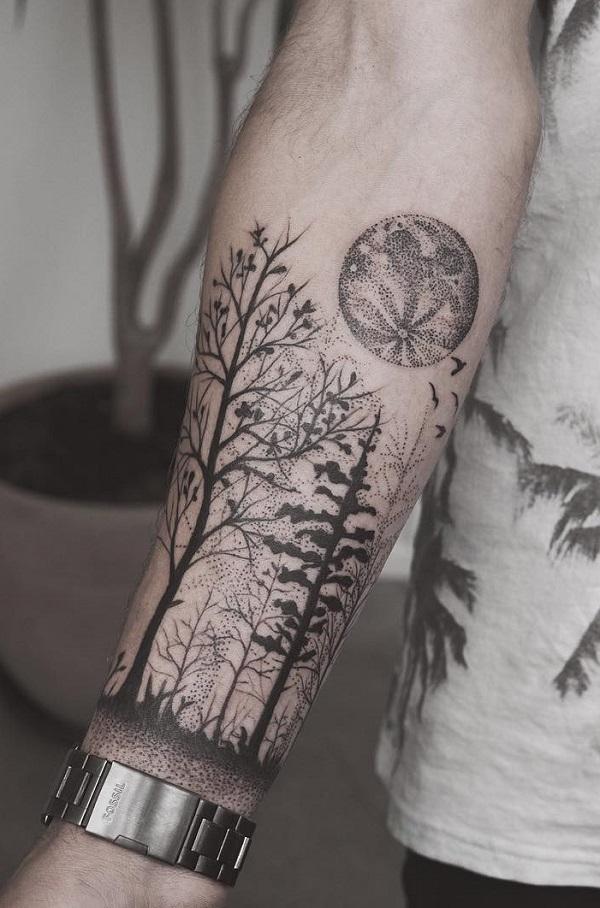 Forest tatovering på underarmen