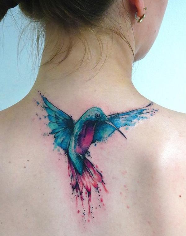 80-as akvarell-kolibri-tetoválás
