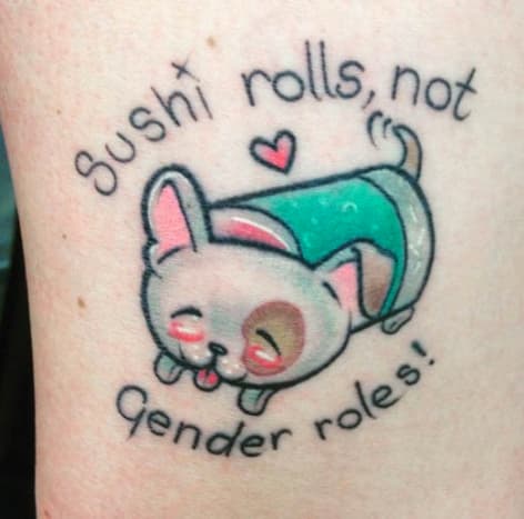 Feministiske sushiruller ikke kjønnsruller tatovering Julia Seizure