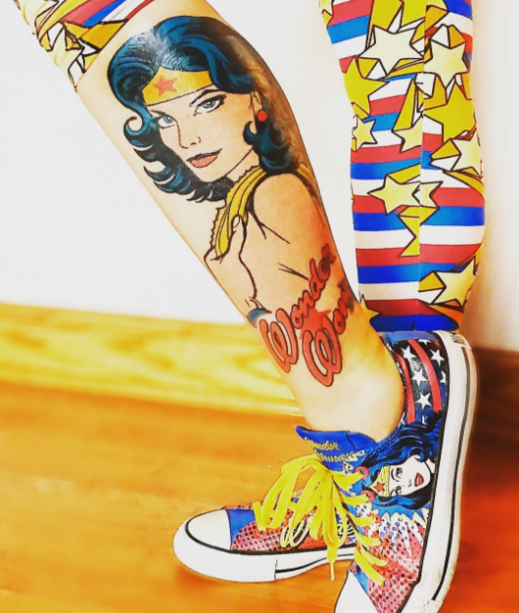 Wonder Woman -tatovering av Laurent Marin.