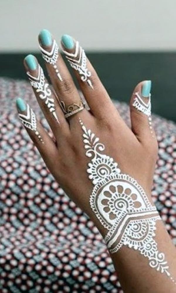 Hvit Henna Design-4