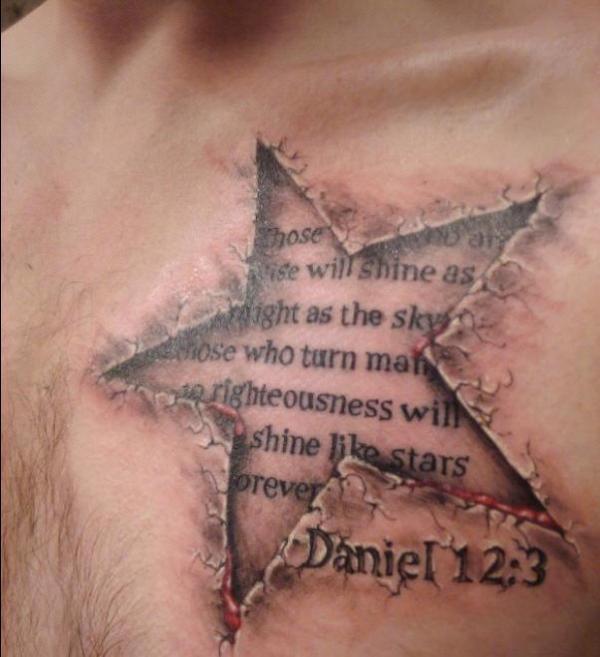 Sebesült csillag tetoválás