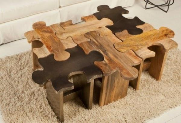 Kreatív bútor ötletek Fa Puzzle Table