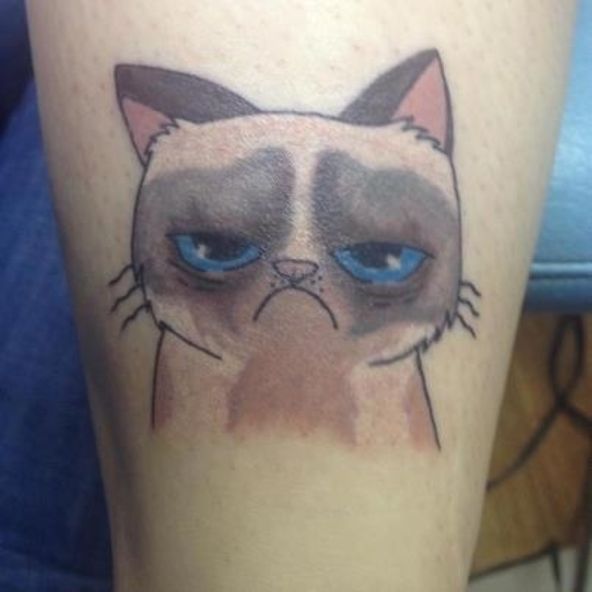 Kék szemű-morcos-macska-tetoválás