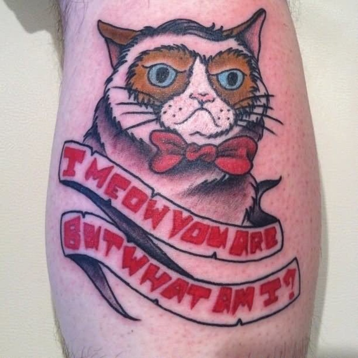 Banner-og-gretten-katt-tatovering-på-ryggen