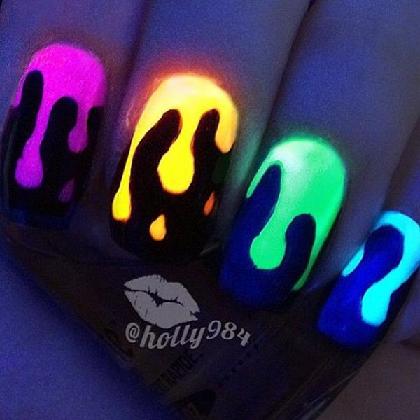 Glow in the Dark Paint Drip Nails