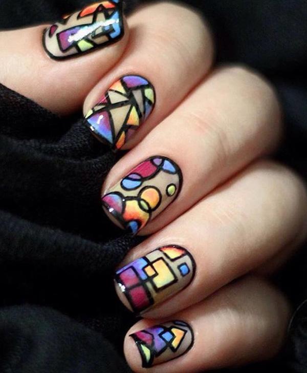 rainbow nail art-21