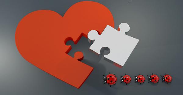 Szív puzzle csatlakozik szerencsés katicabogarak tapéta Valentin -nap