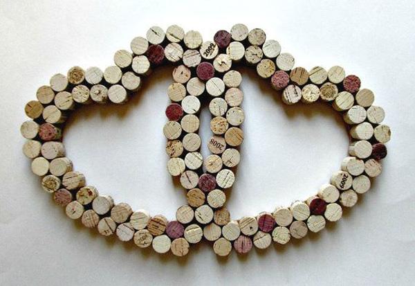 Wine Cork Heart Wall Decor - To sammenflettede hjerter - Bryllup, jubileum