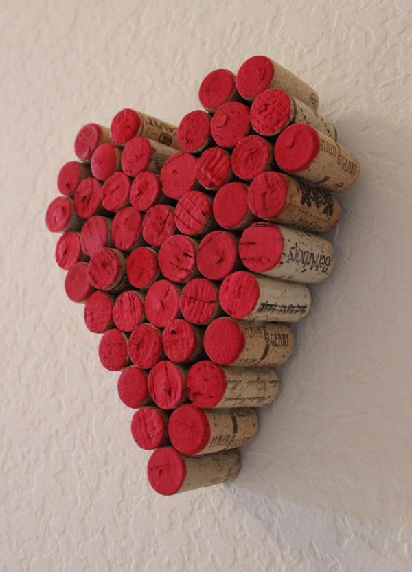 Wine Cork Red Heart Vegghengende