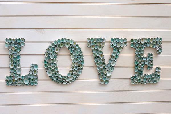 Beach Decor Seashell Covered Sign Letters - LOVE or Any 4 -Lettered Word