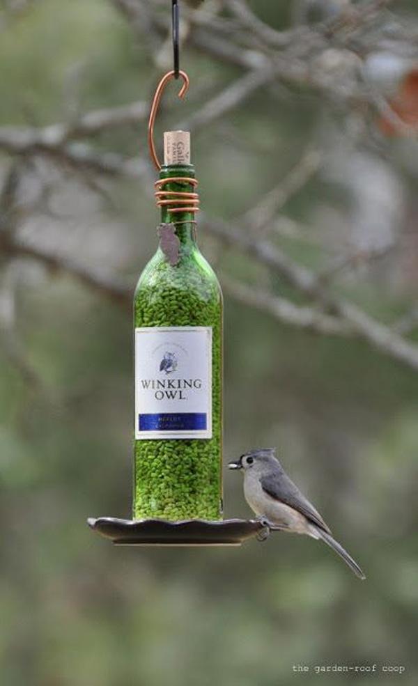 14 בקבוקי יין מזינים לציפורים