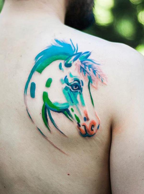akvarell hest tatovering
