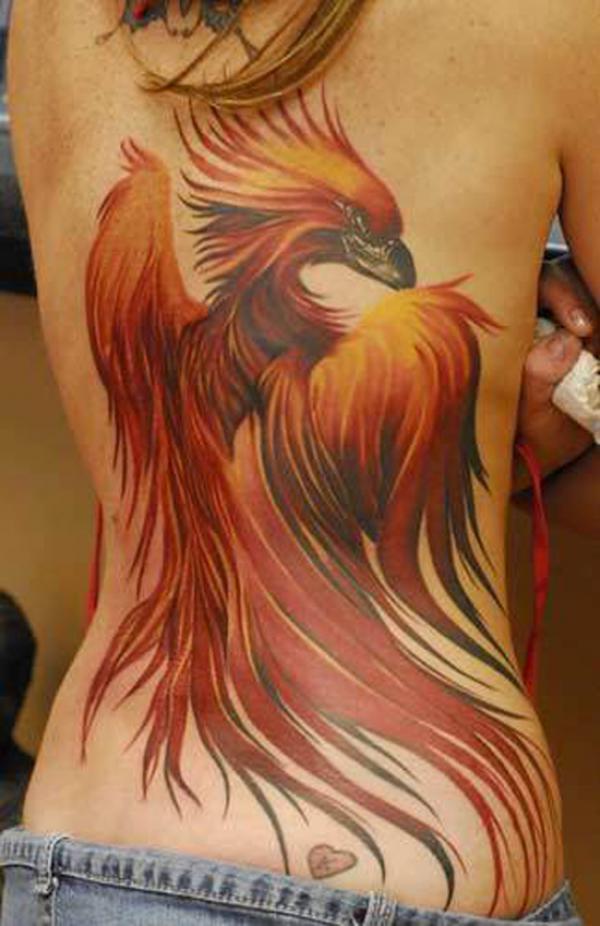 Ragyogó Phoenix hátvéd tetoválás nőknek