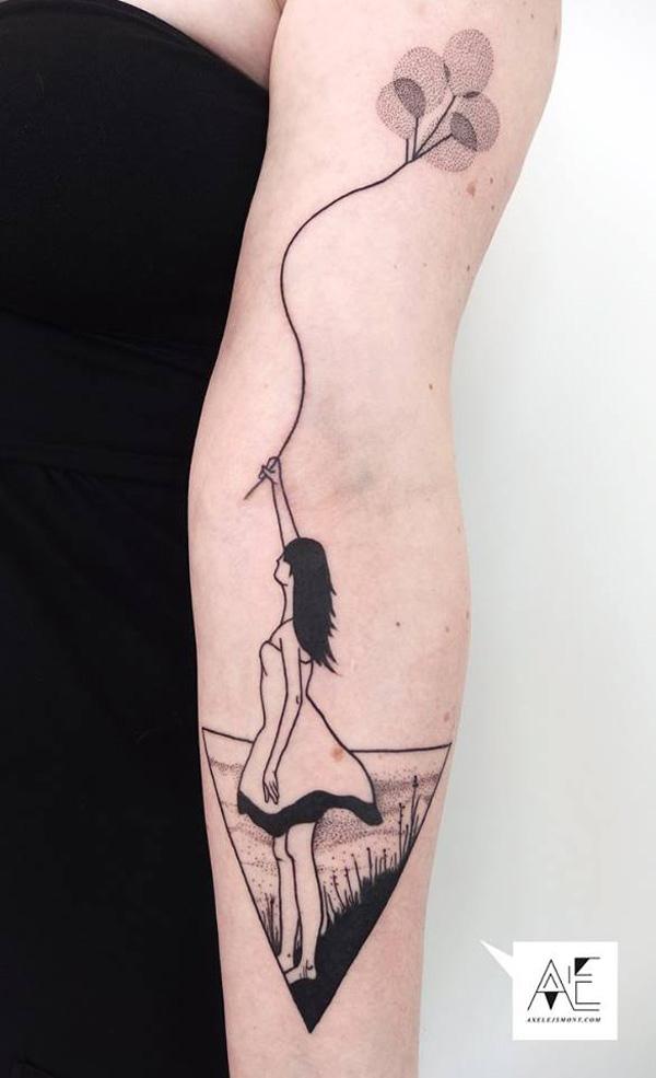 lány lufi ujjú tetoválás