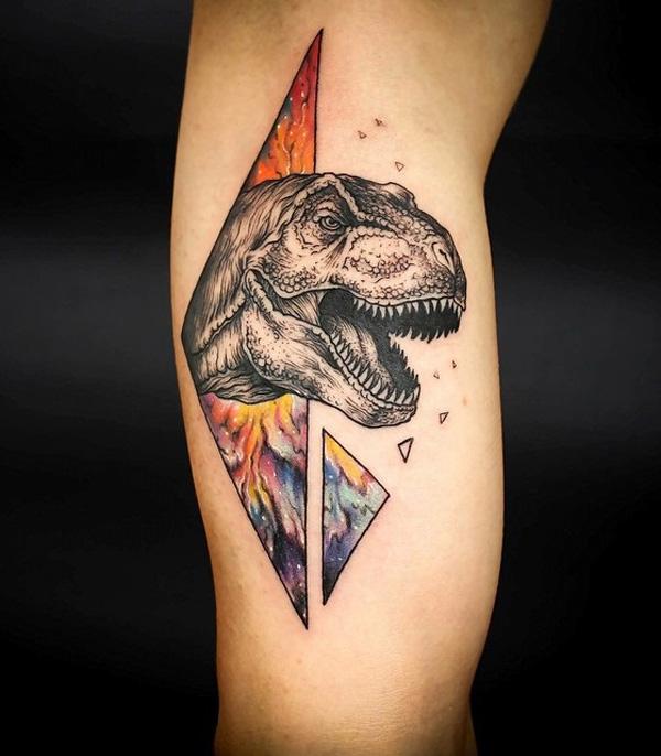 dinoszaurusz illusztráció stílus tetoválás