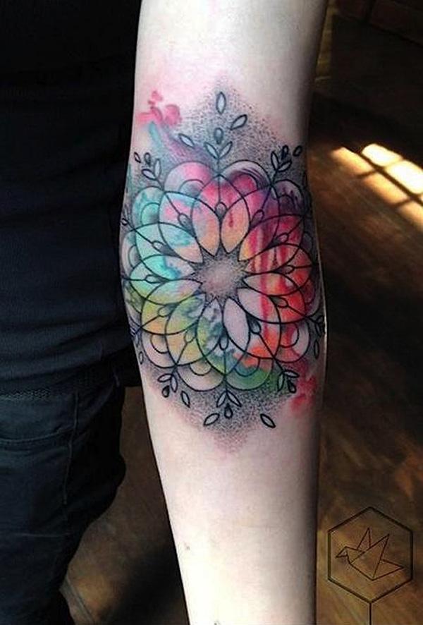 Mandala akvarell tetoválás-23