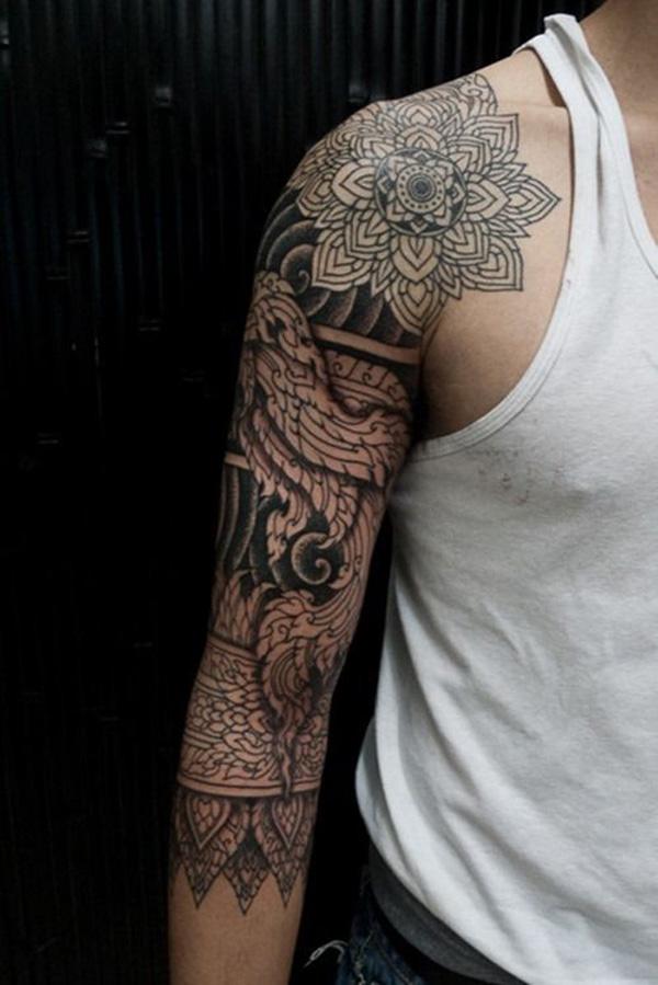 Mandala ujjú tetoválás férfiaknak -17