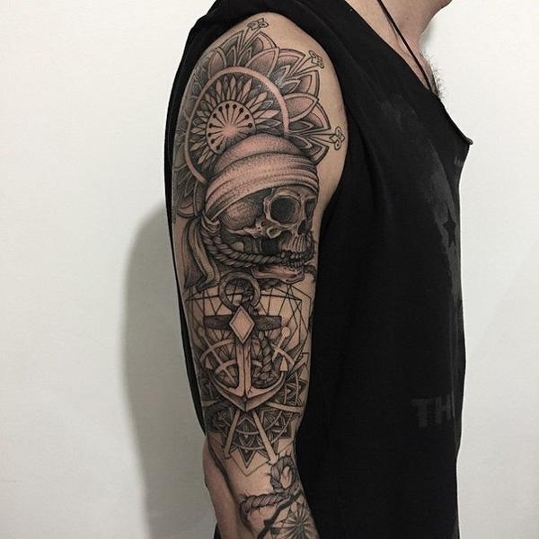 Mandala and Skull Tattoo for Man-27