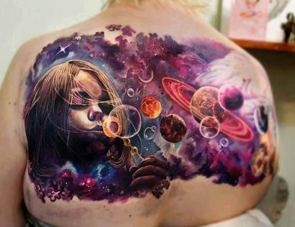 Space Tattoo med barneportrett