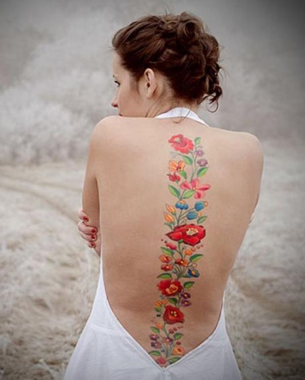 Virágok gerinc tetoválás-31