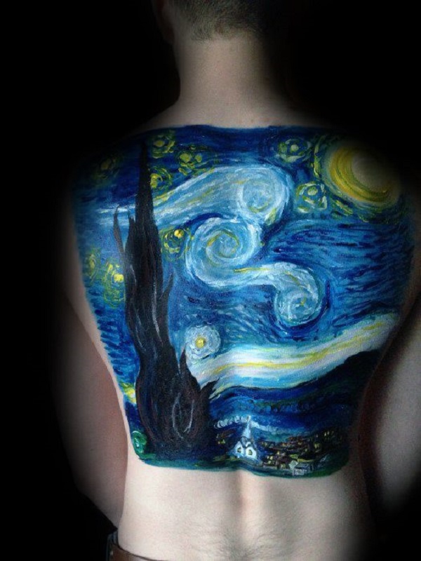 vincent van gogh tetoválás vincent van gogh tetoválás The Starry Night Full Back Piece