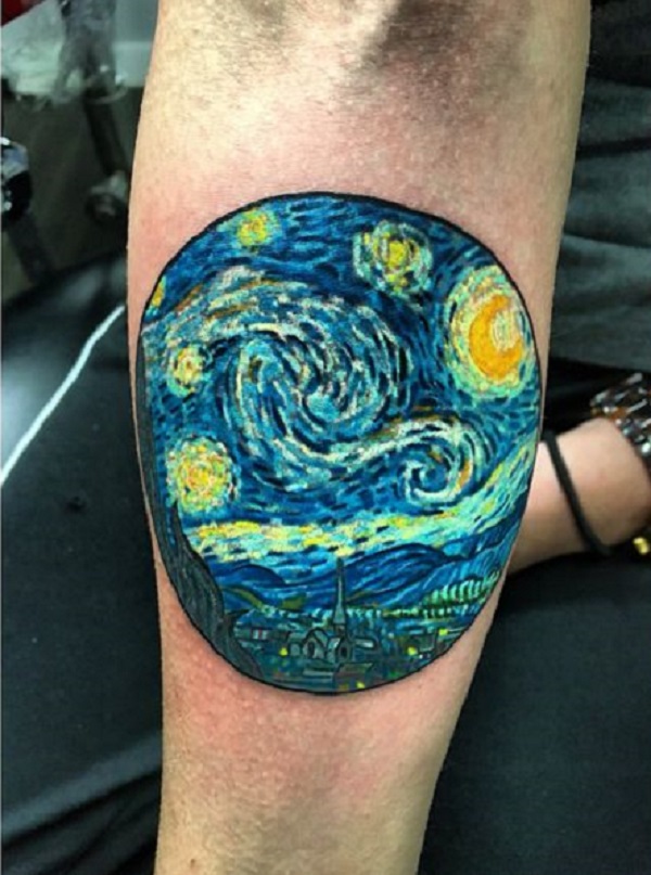 vincent van gogh tatoveringer Another Starry Night Tattoo with Cypress and the City on cafe
