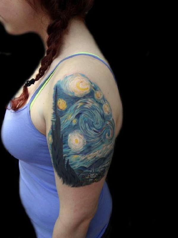 vincent van gogh tetoválások Starry Night Sleeve Tattoo nőknek