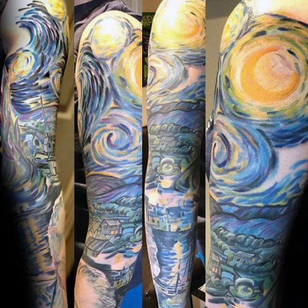 vincent van gogh tetoválások Starry Night Sleeve Full sleeveTetoválás
