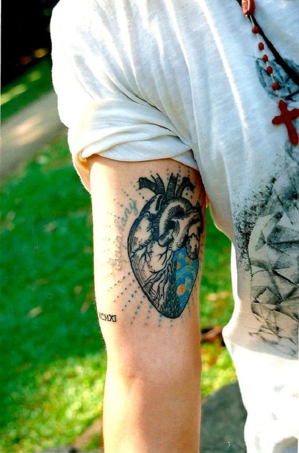 vincent van gogh tatoveringer Heart Tattoo med en lapp av Starry Night