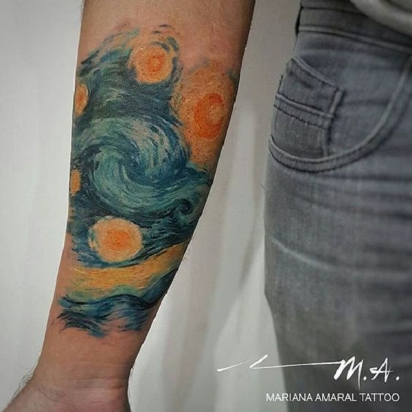 vincent van gogh tatoveringer Starry Night underarm tattoo