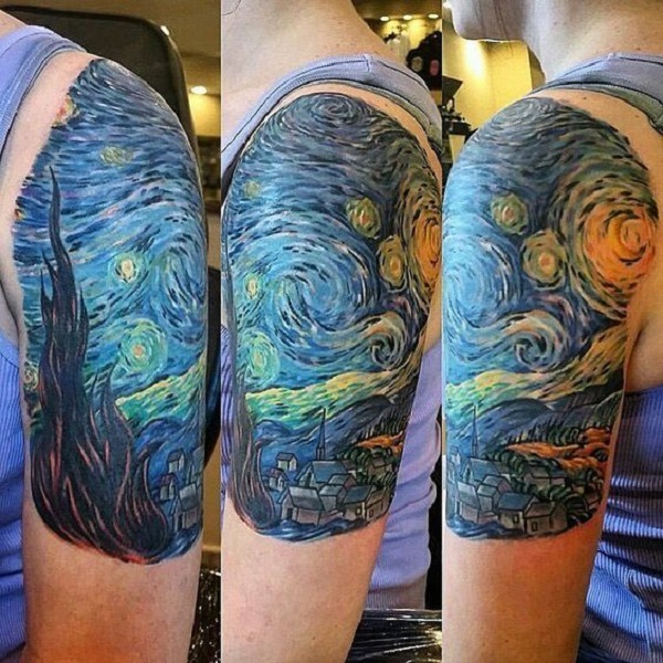 vincent van gogh tattoos The Starry Night overarm