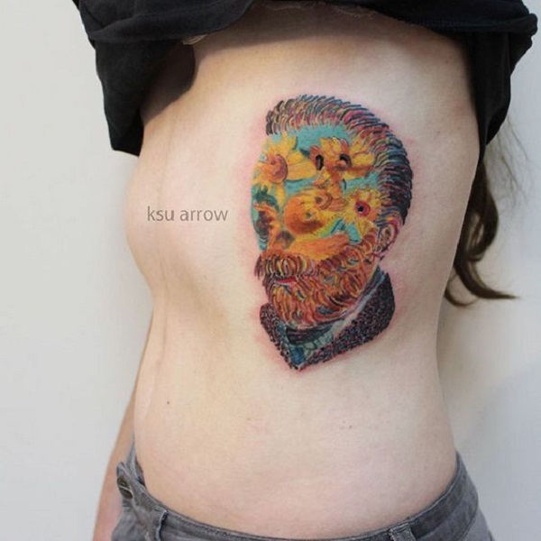 Vincent van Gogh tetoválás Vincent Van Gogh Portré napraforgóval