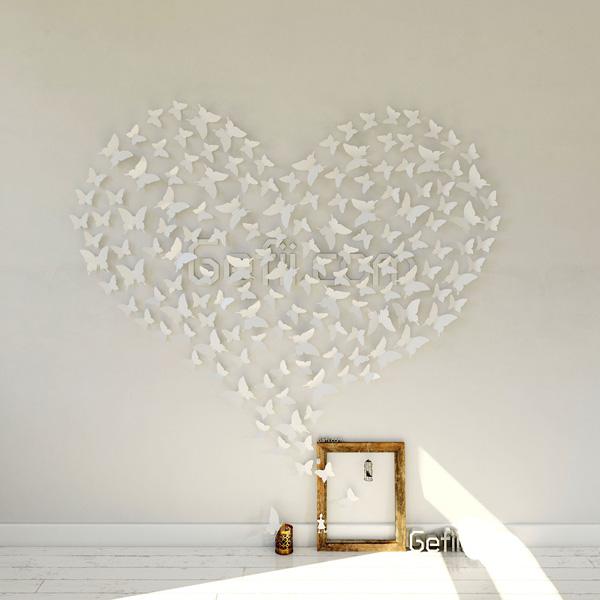 Fehér PVC 3d dekoratív pillangók Kivehető falragasztó matrica matrica Otthoni esküvői dekoráció