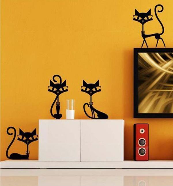 Gotomore fekete macskák matrica fali matrica lakberendezés bár nappaliban hálószoba lépcső Tanulmány