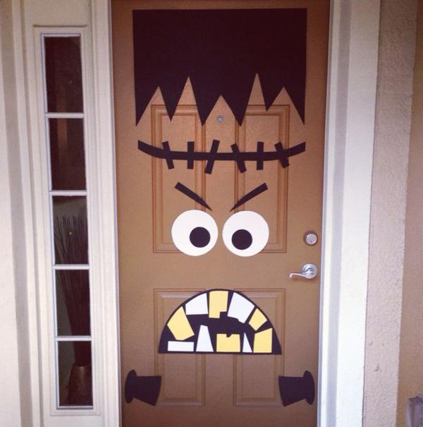 Halloween -dekor på inngangsdøren! DIY Frankenstein