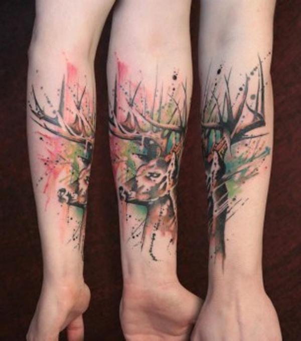 Alkar akvarell szarvas tetoválás