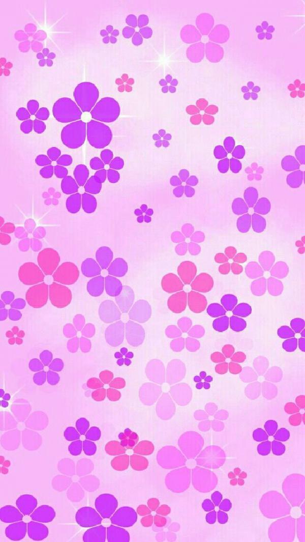 lányos virágos csillagok téma rózsaszín lila színben az iPhone számára