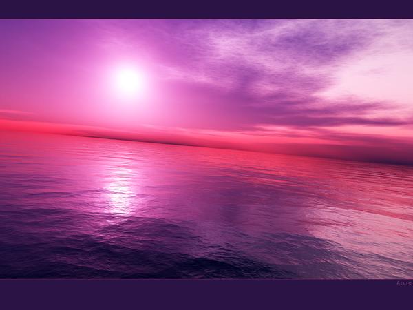 Lila ég és óceánvíz a naplementében