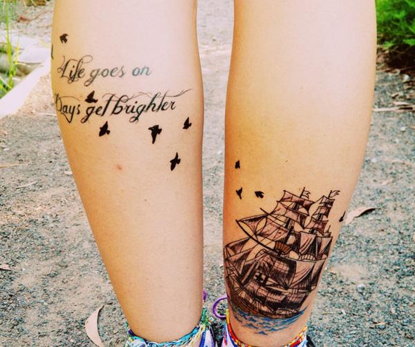 Livet går på dager få lysere sitater og båtmatchende tatovering