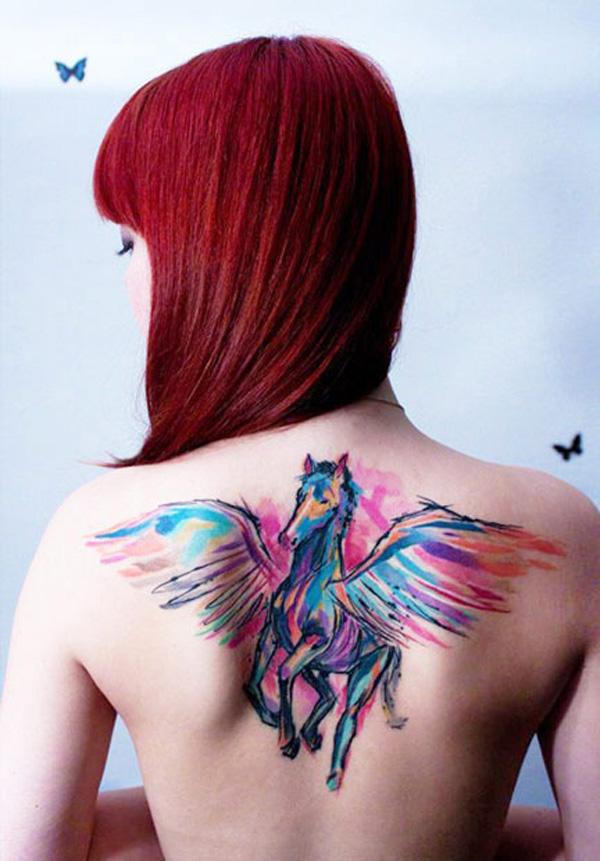 Akvarell Pegasus tetoválás